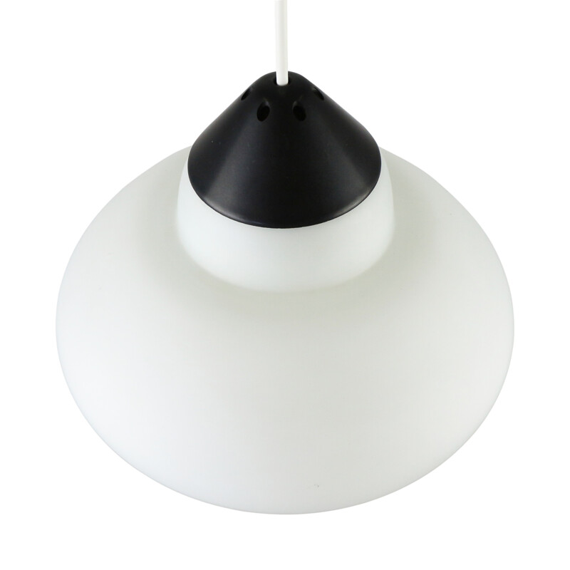 Black and white glass pendant lamp - 1960s