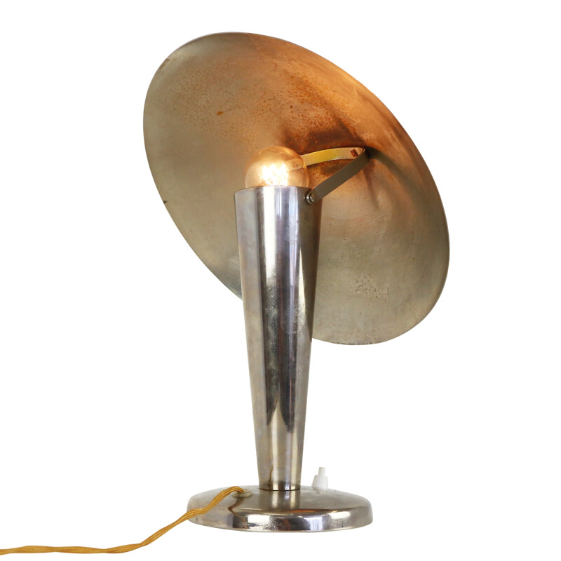 Chrome mushroom desk light by Josef Hurka for Napako, 1930s