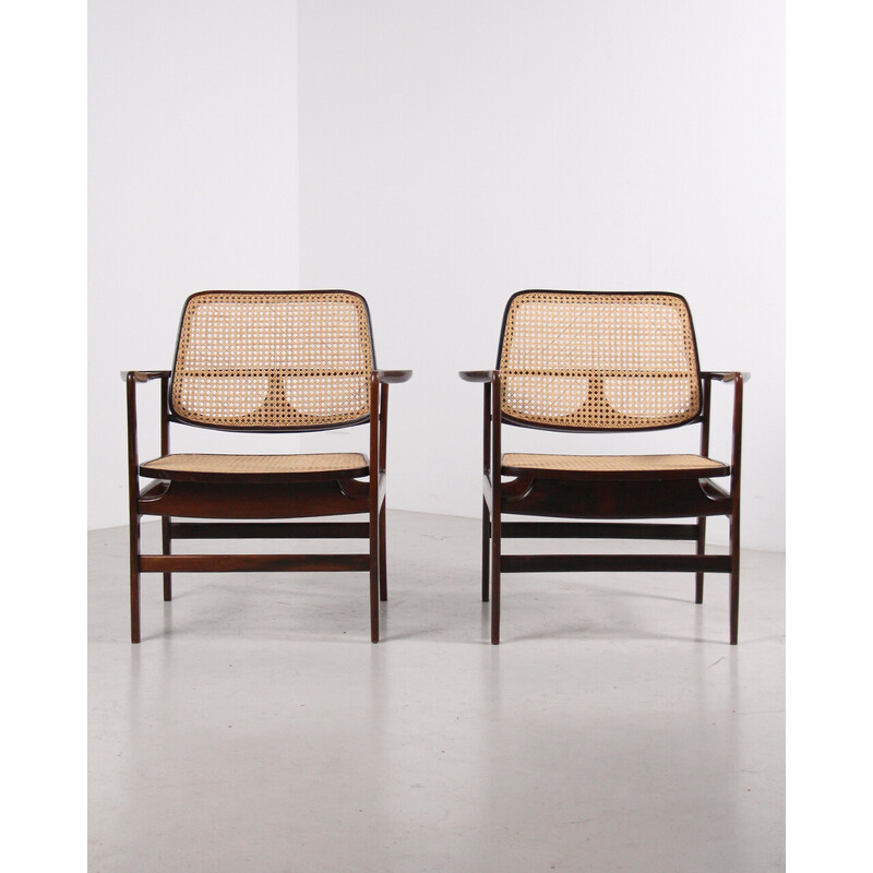Pair of vintage "Oscar" armchairs in Jacaranda by Sergio Rodrigues for O.c.a, 1956