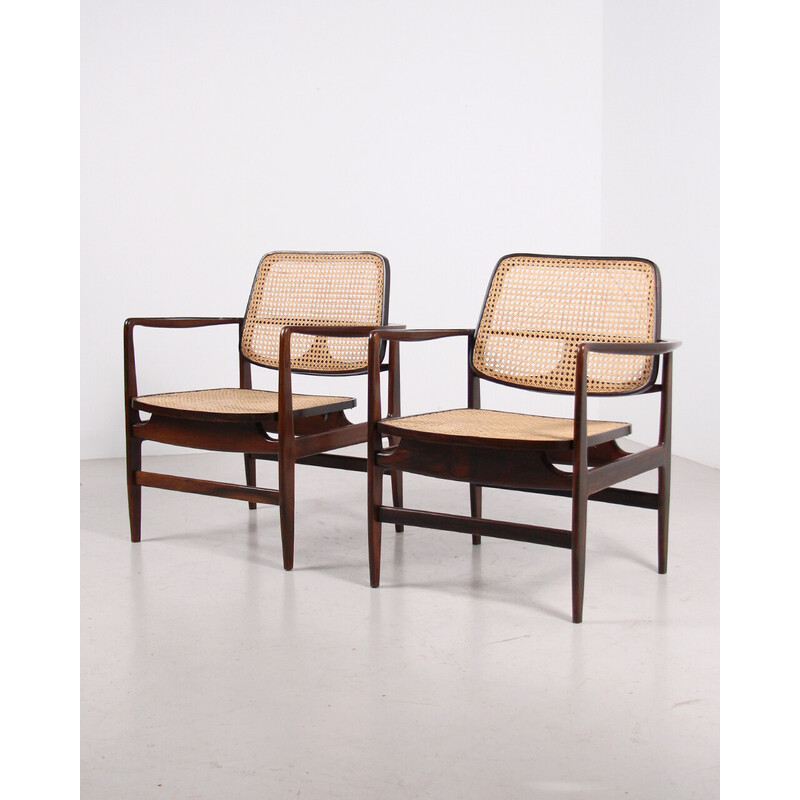 Pair of vintage "Oscar" armchairs in Jacaranda by Sergio Rodrigues for O.c.a, 1956