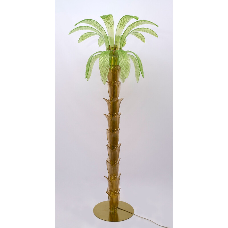 Lampadaire palmier vintage en verre de Murano et Laiton, 1970