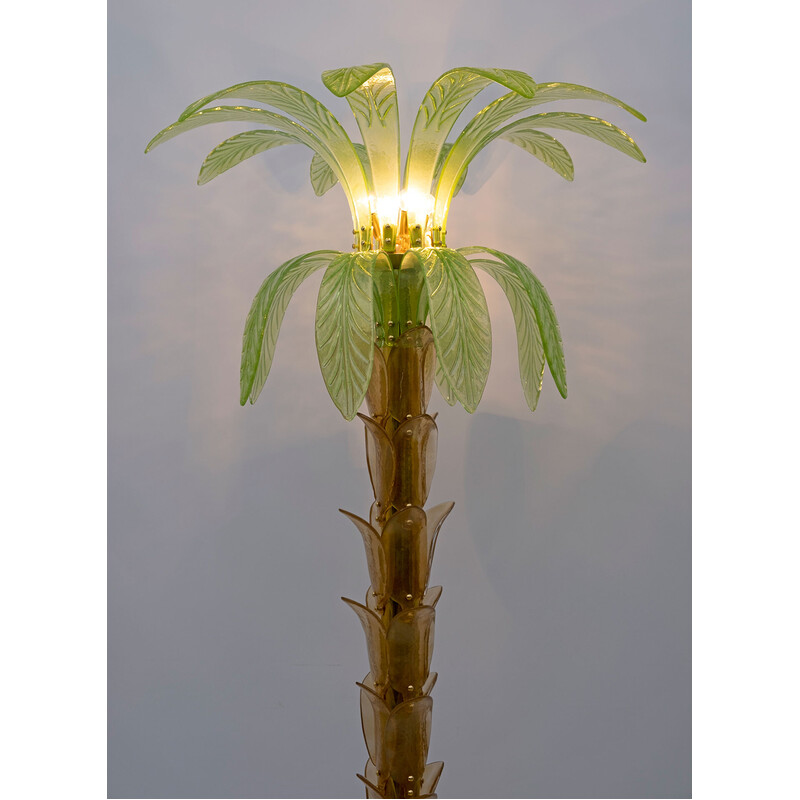 Vintage palm tree floor lamp in Murano glass and brass, 1970