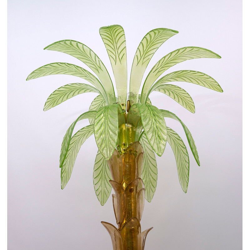 Vintage palm tree floor lamp in Murano glass and brass, 1970
