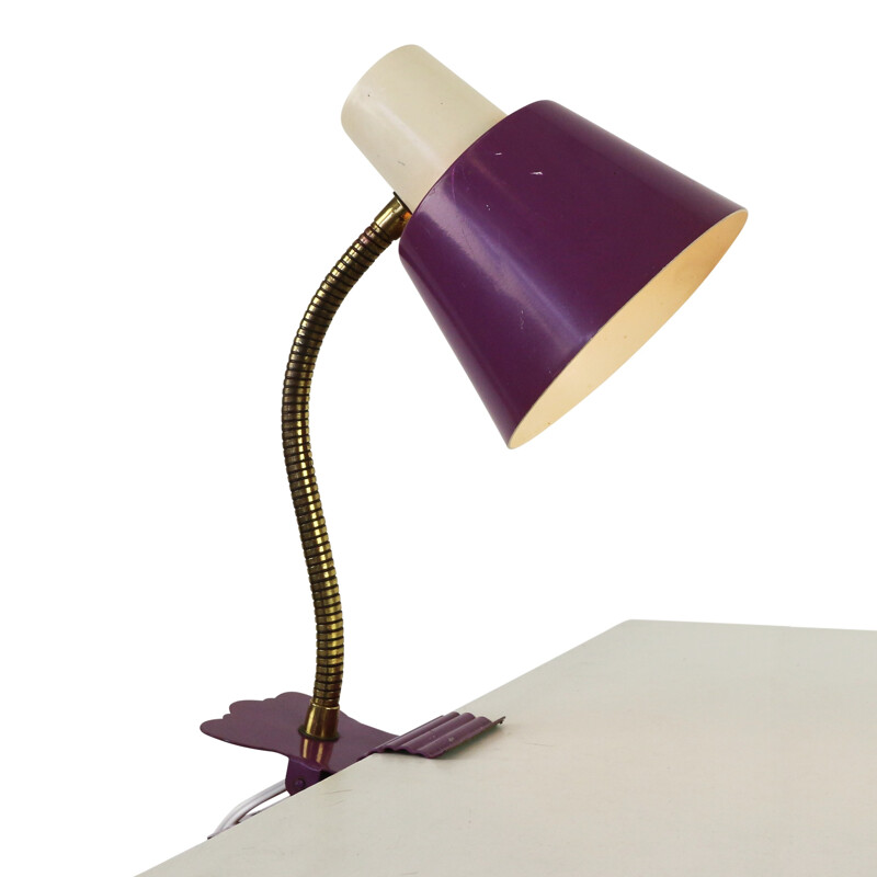 Purple desk lamp by H. Busquet for Hala Zeist - 1960s