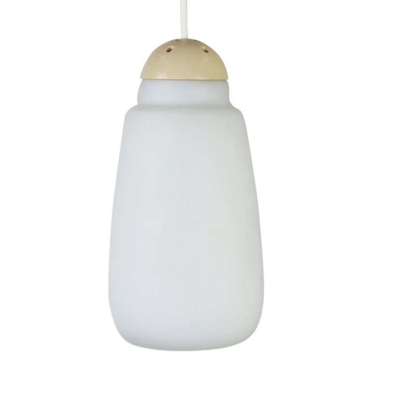 Glass hanging lamp produced by Philips with a creme colored top - 1960s