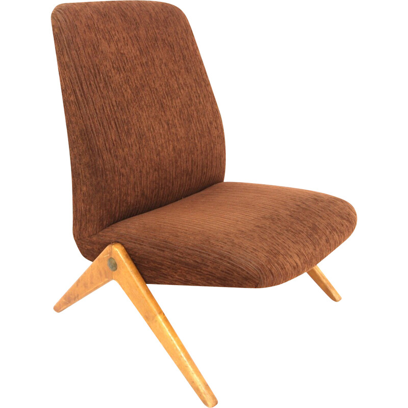 Vintage beech and fabric armchair by Bengt Ruda for Nordiska Kompaniet, Sweden 1950