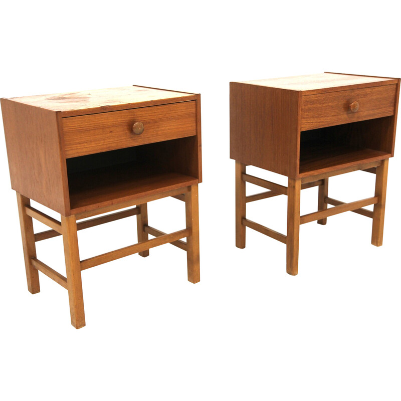 Pair of vintage teak bedside tables, Sweden 1960