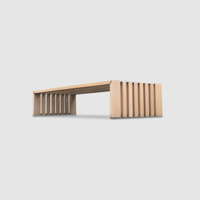 Vintage “Passe Partout” ash slatted bench by Walter Antonis for Arspect, Netherlands 1970