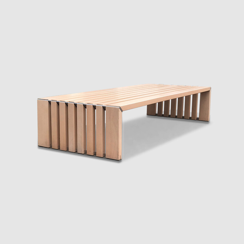 Vintage “Passe Partout” ash slatted bench by Walter Antonis for Arspect, Netherlands 1970