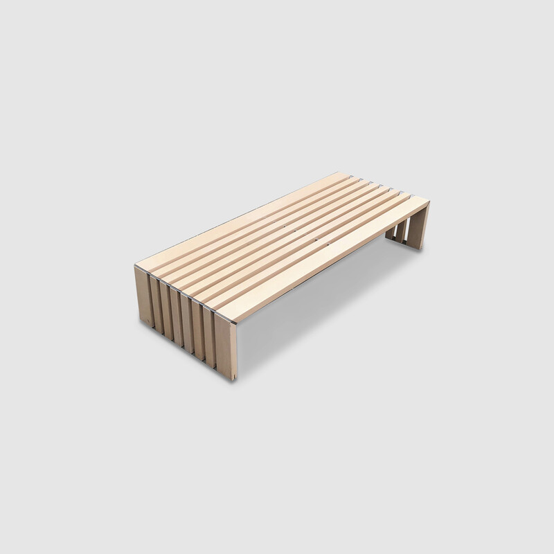 Vintage “Passe Partout” ash slatted bench by Walter Antonis for Arspect, Netherlands 1970