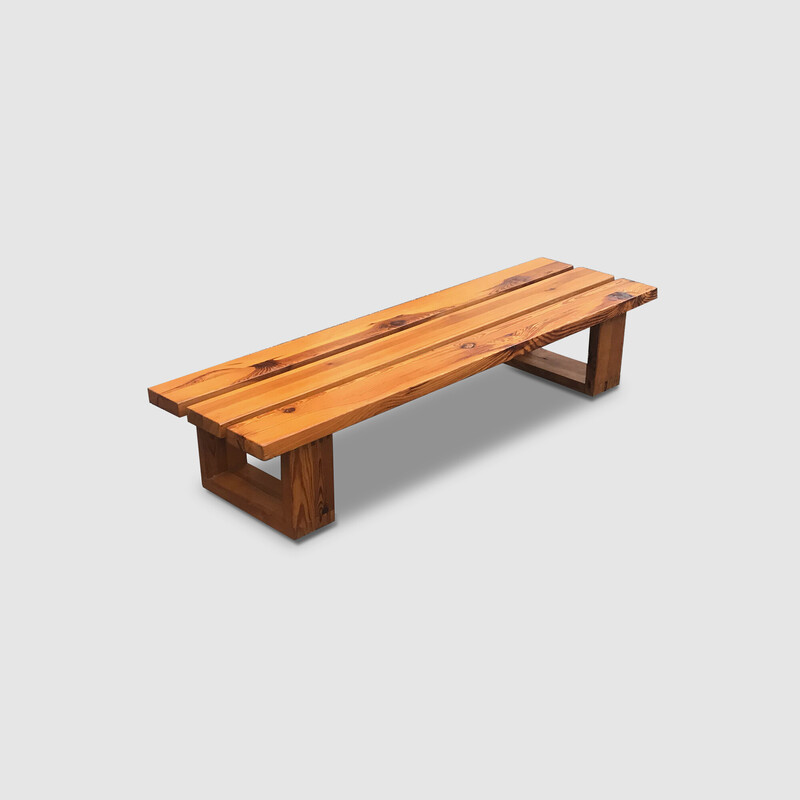 Vintage pine slatted bench by Ate Van Apeldoorn for Houtwerk Hattem, 1970