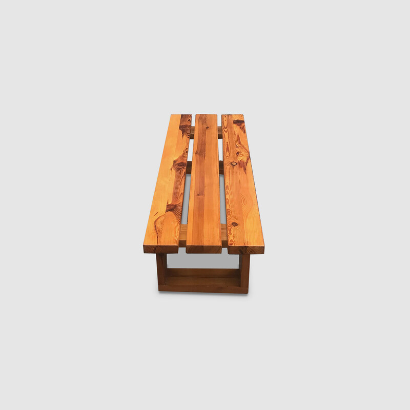 Vintage pine slatted bench by Ate Van Apeldoorn for Houtwerk Hattem, 1970