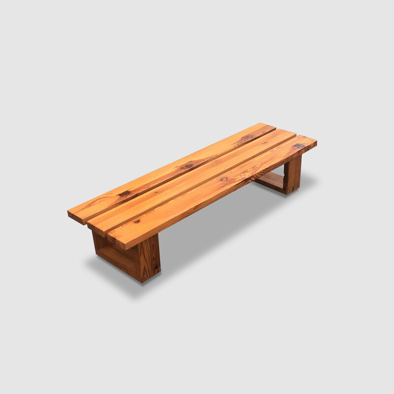 Vintage pine slatted bench by Ate Van Apeldoorn for Houtwerk Hattem, 1970