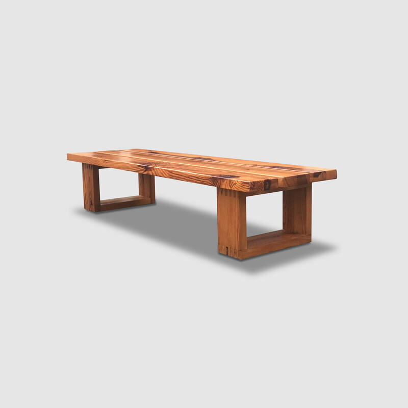 Vintage pine slatted bench by Ate Van Apeldoorn for Houtwerk Hattem, 1970