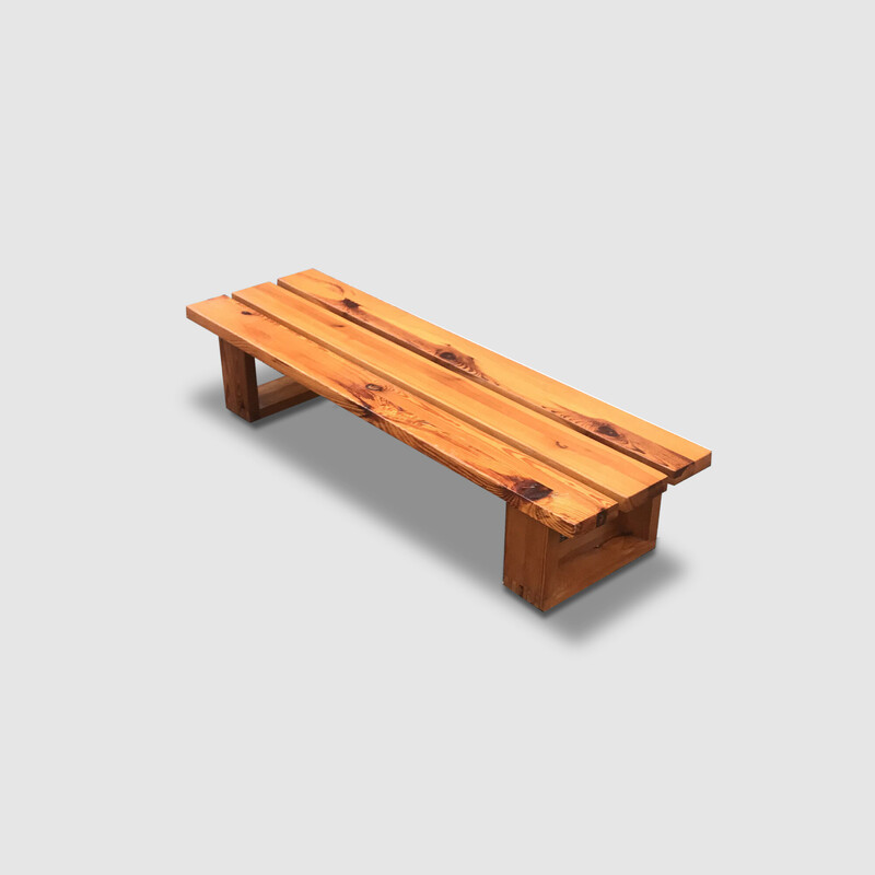 Vintage pine slatted bench by Ate Van Apeldoorn for Houtwerk Hattem, 1970