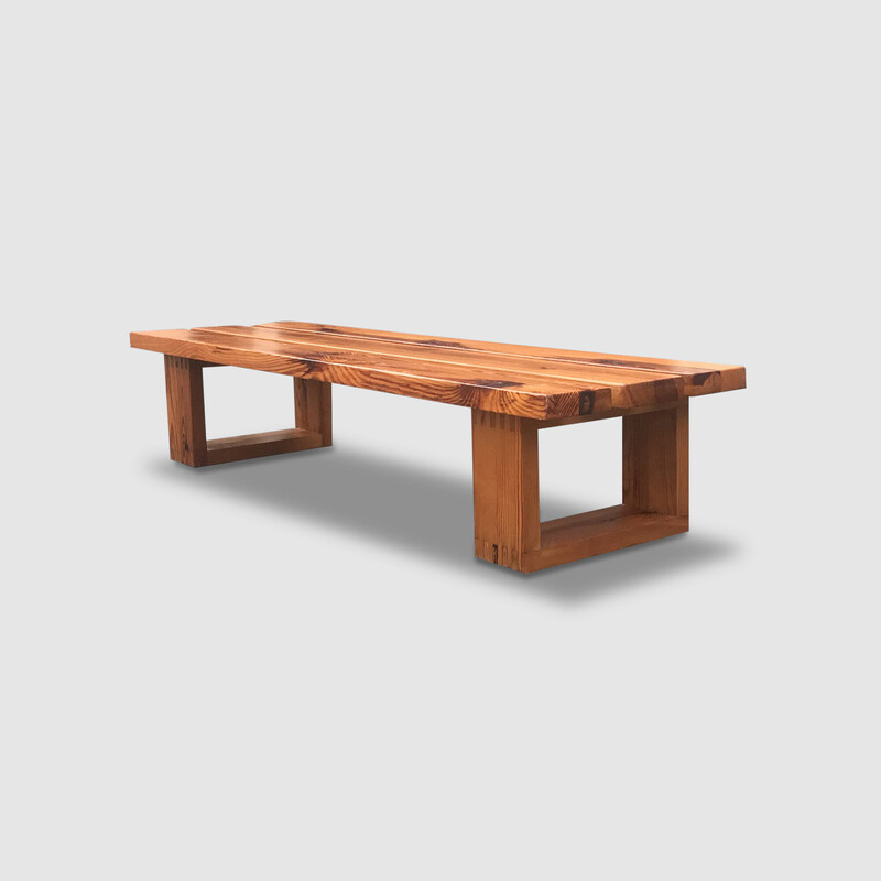 Vintage pine slatted bench by Ate Van Apeldoorn for Houtwerk Hattem, 1970