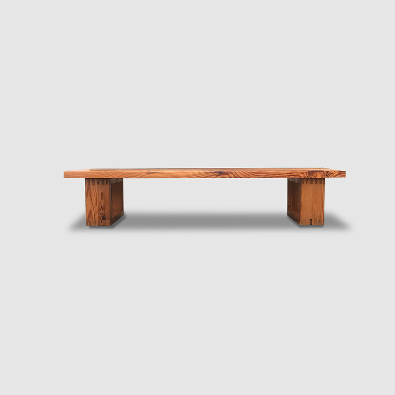 Vintage pine slatted bench by Ate Van Apeldoorn for Houtwerk Hattem, 1970