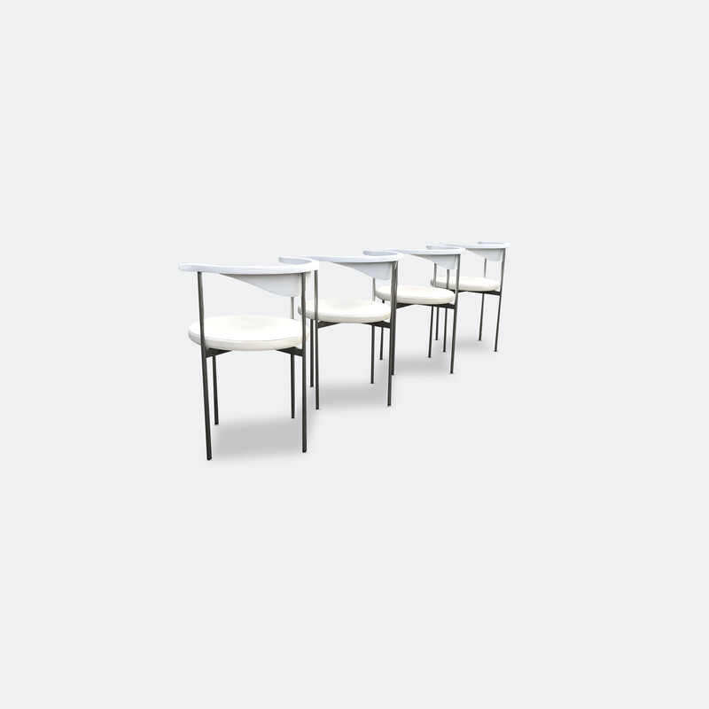 Set of 4 vintage model 3200 chairs in metal and teak by Frederik Sieck for Fritz Hansen, 1960