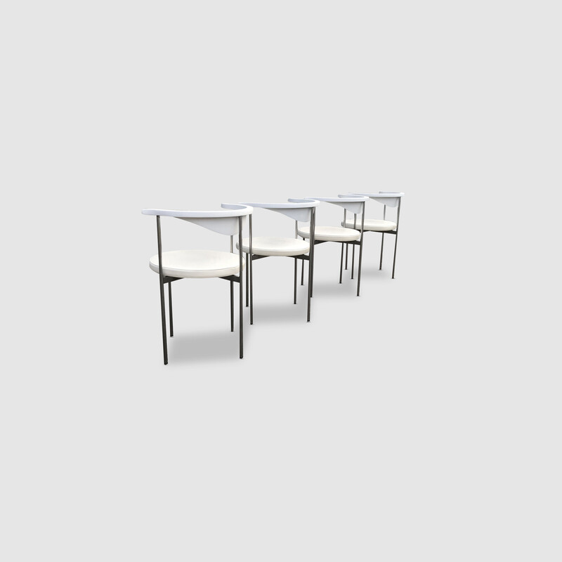 Lot de 4 chaises vintage modèle 3200 en métal et teck de Frederik Sieck pour Fritz Hansen, 1960