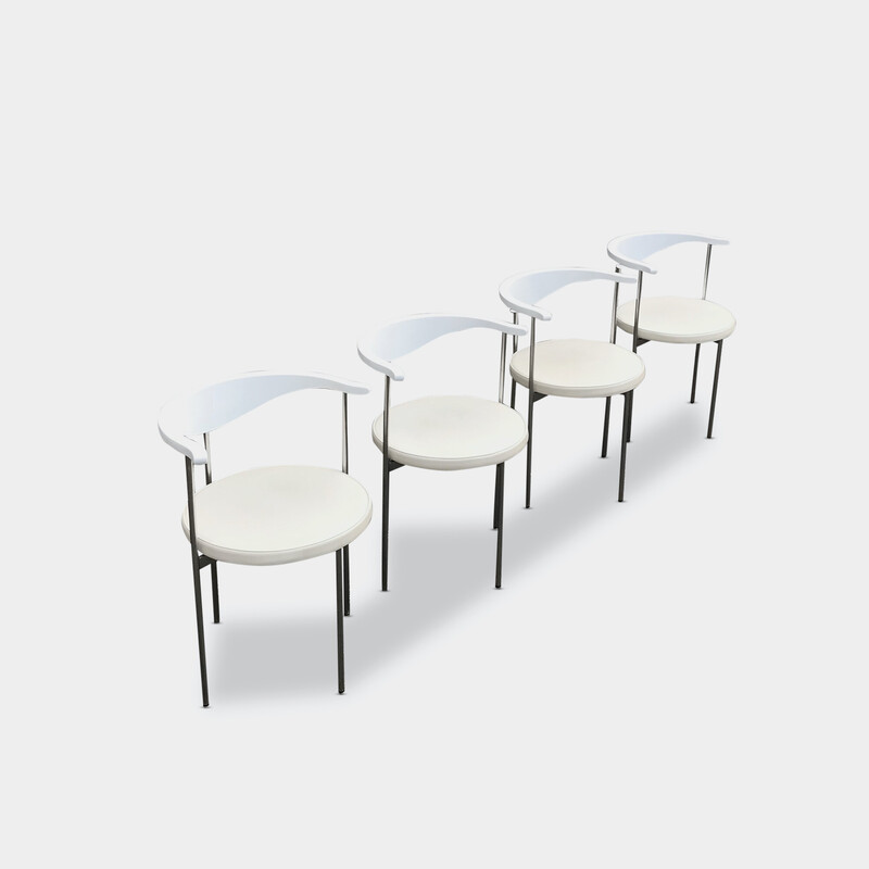 Lot de 4 chaises vintage modèle 3200 en métal et teck de Frederik Sieck pour Fritz Hansen, 1960