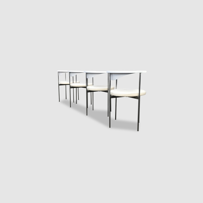 Lot de 4 chaises vintage modèle 3200 en métal et teck de Frederik Sieck pour Fritz Hansen, 1960