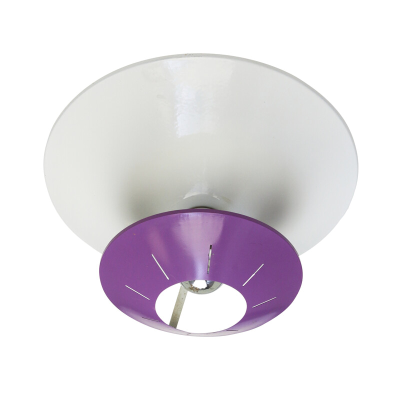 Purple space age ceiling lamp by Louis Kalff for Philips - 1950s