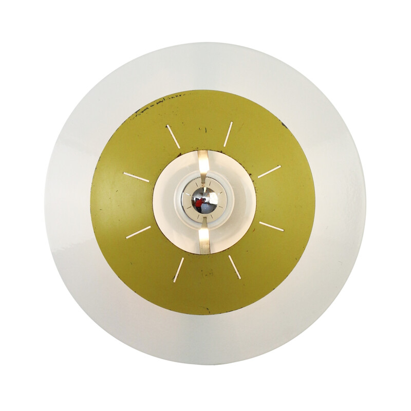Yellow space age ceiling lamp by Louis Kalff for Philips - 1950s