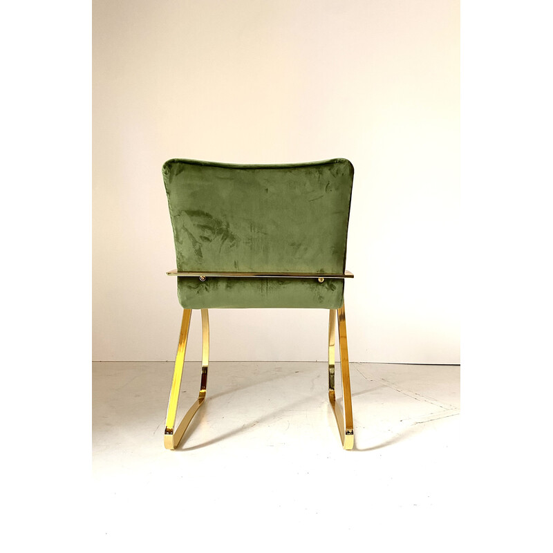 Fauteuil vintage en acier chromé et velours, Italie 1970