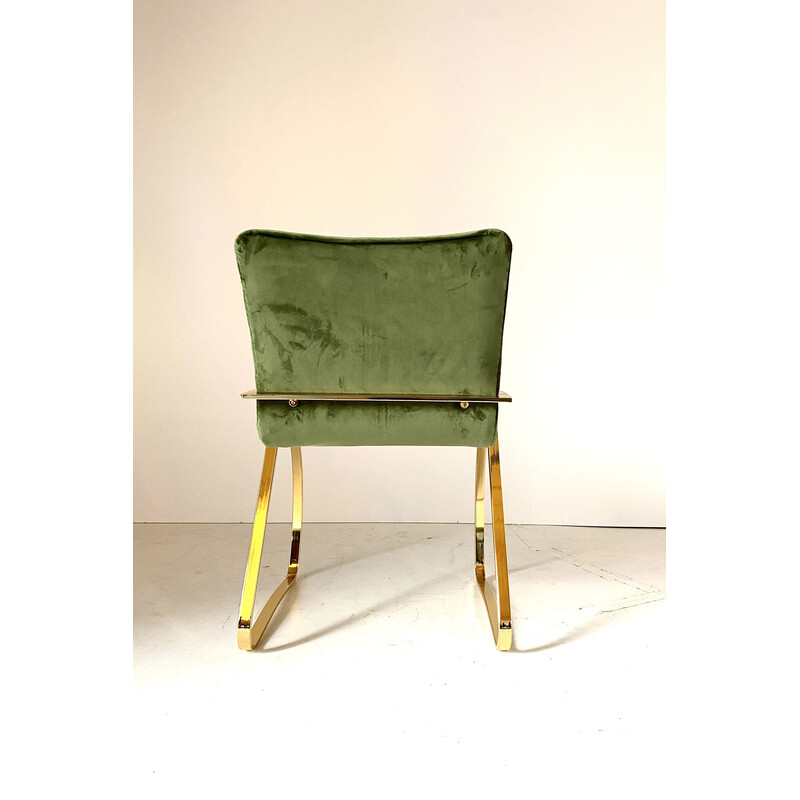 Vintage armchair in chrome steel and velvet, Italy 1970