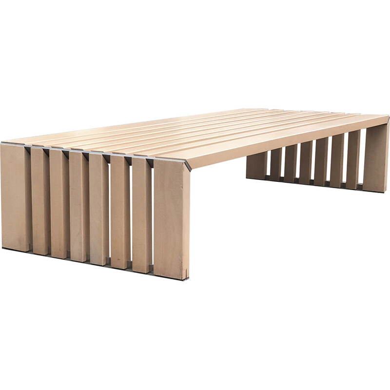 Vintage “Passe Partout” ash slatted bench by Walter Antonis for Arspect, Netherlands 1970