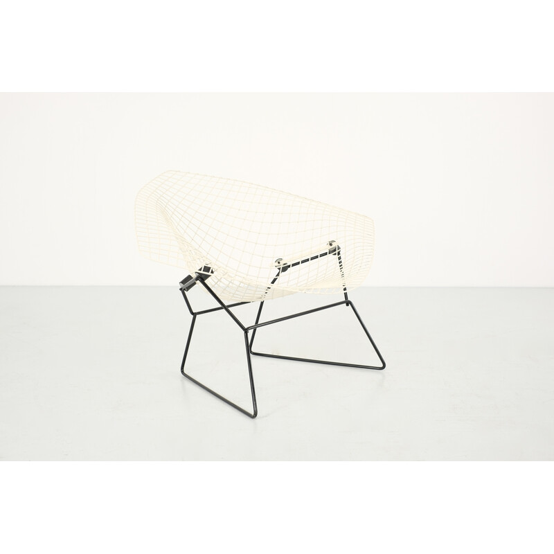 Vintage "Large Bertoia Diamond" armchair and ottoman by Harry Bertoia for Knoll, USA 1970