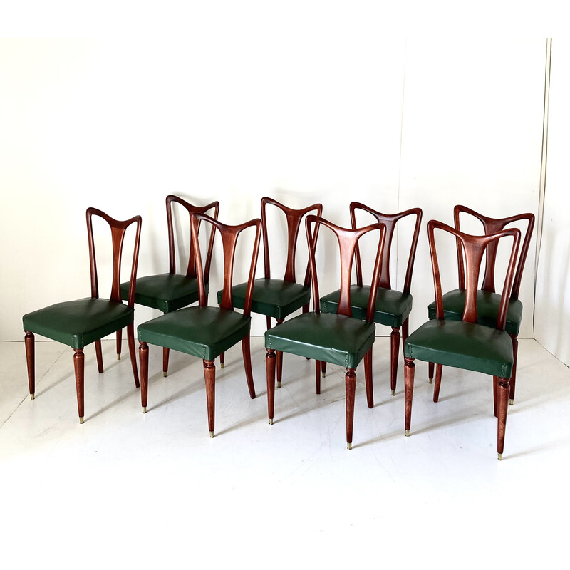 Set of 8 vintage Art Deco chairs by Gugliemo Ulrich, Italy 1940