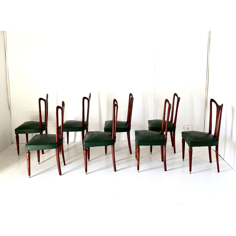 Set of 8 vintage Art Deco chairs by Gugliemo Ulrich, Italy 1940