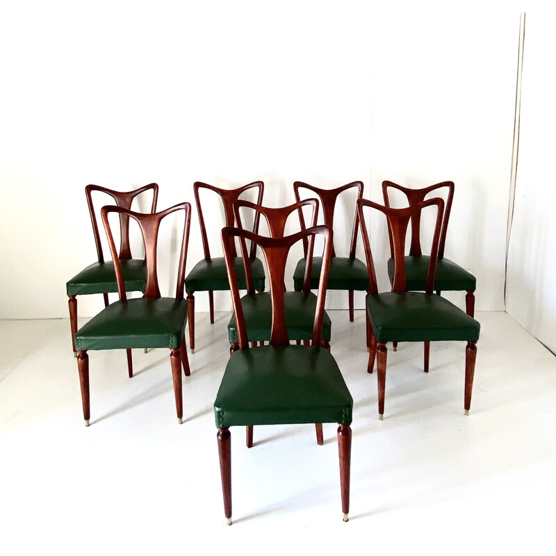 Set of 8 vintage Art Deco chairs by Gugliemo Ulrich, Italy 1940