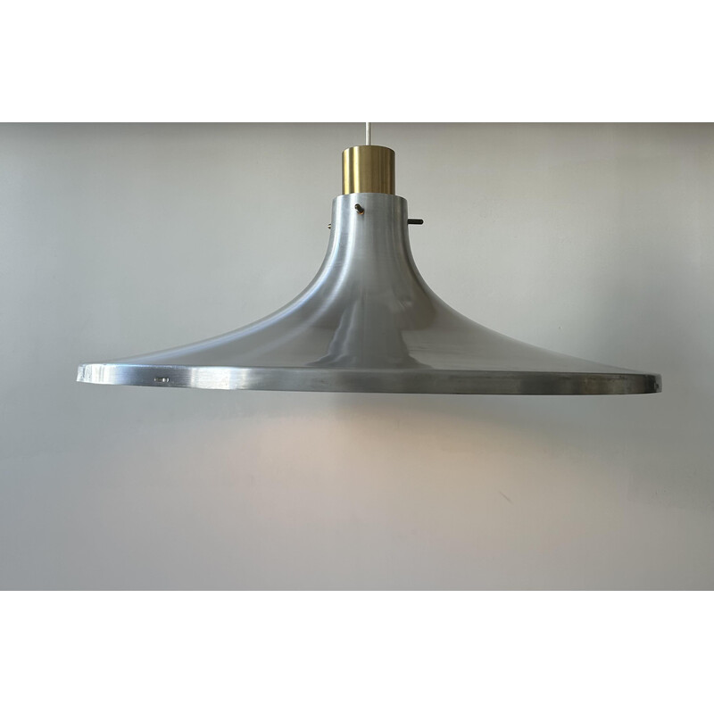 Vintage suspension lamp in brass and brushed aluminum by Hans Agne Jakobsson for Markaryd, Sweden 1960