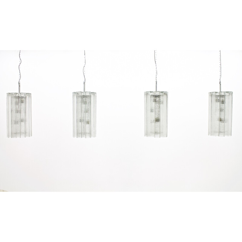 Set of 8 Large Glass hanging lamps by Doria - 1960s