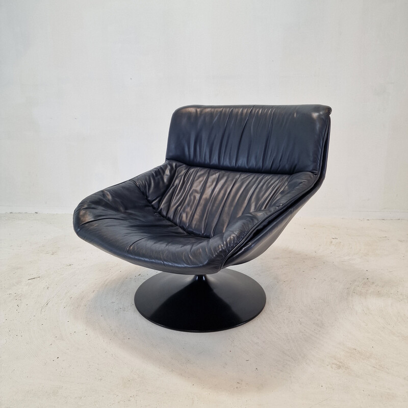 Cadeira Vintage F518 em madeira e couro de Geoffrey Harcourt para Artifort, 1970
