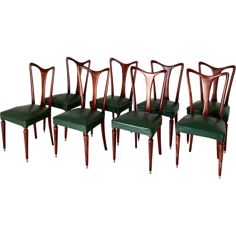 Conjunto de 8 cadeiras Art Deco vintage de Gugliemo Ulrich, Itália 1940