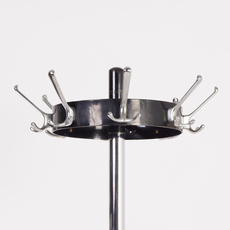 Standing Coat Rack in Chrome, Black and Silver Grey - 1960s