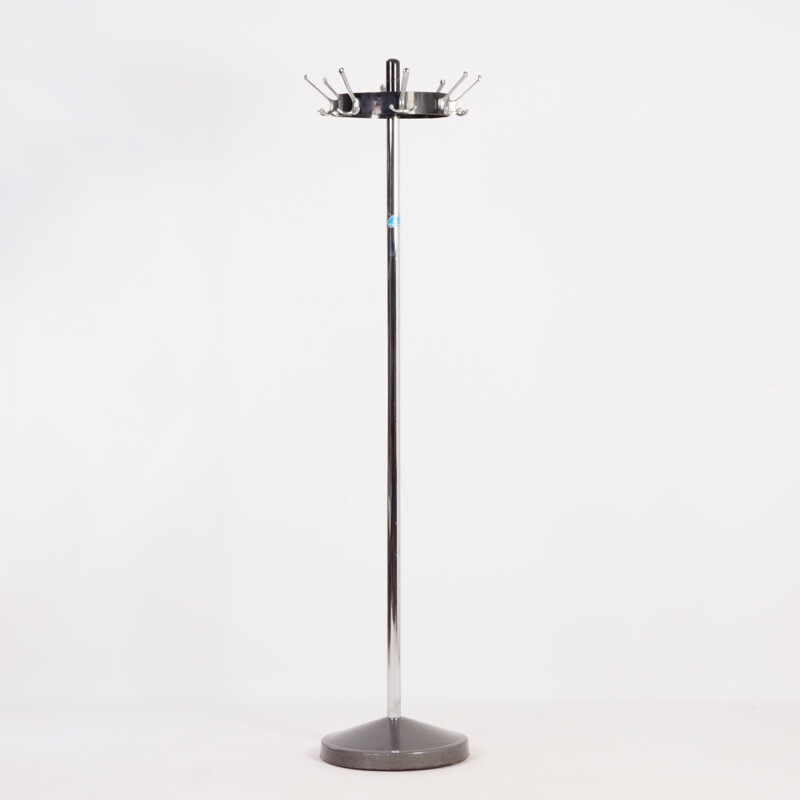 Standing Coat Rack in Chrome, Black and Silver Grey - 1960s