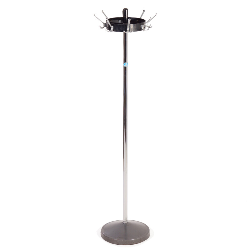 Standing Coat Rack in Chrome, Black and Silver Grey - 1960s