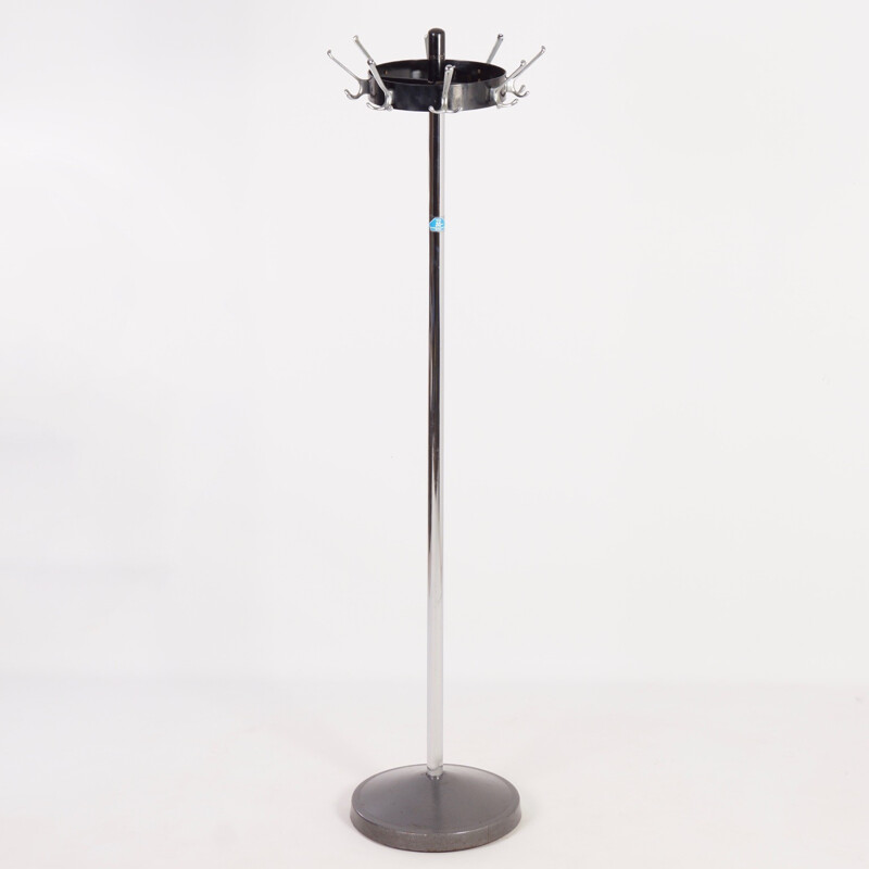 Standing Coat Rack in Chrome, Black and Silver Grey - 1960s