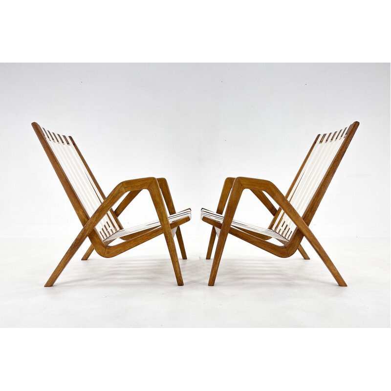 Pair of vintage oak armchairs by Jan Vaněk, Czechoslovakia 1970