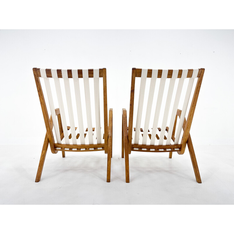 Pair of vintage oak armchairs by Jan Vaněk, Czechoslovakia 1970