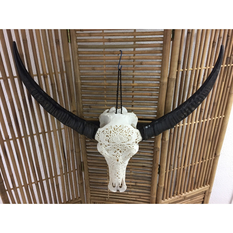 Hand-carved vintage buffalo skull