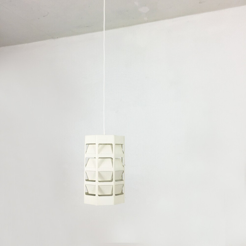 Suspension scandinave vintage en métal blanc par Louis Poulsen, Danemark 1960