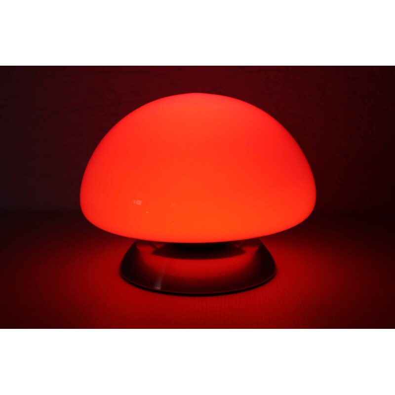 Lampe champignon vintage Space Age en verre rouge et aluminium, 1990
