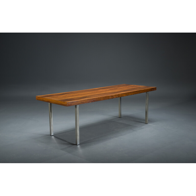 Table basse vintage en palissandre et chrome, 1960