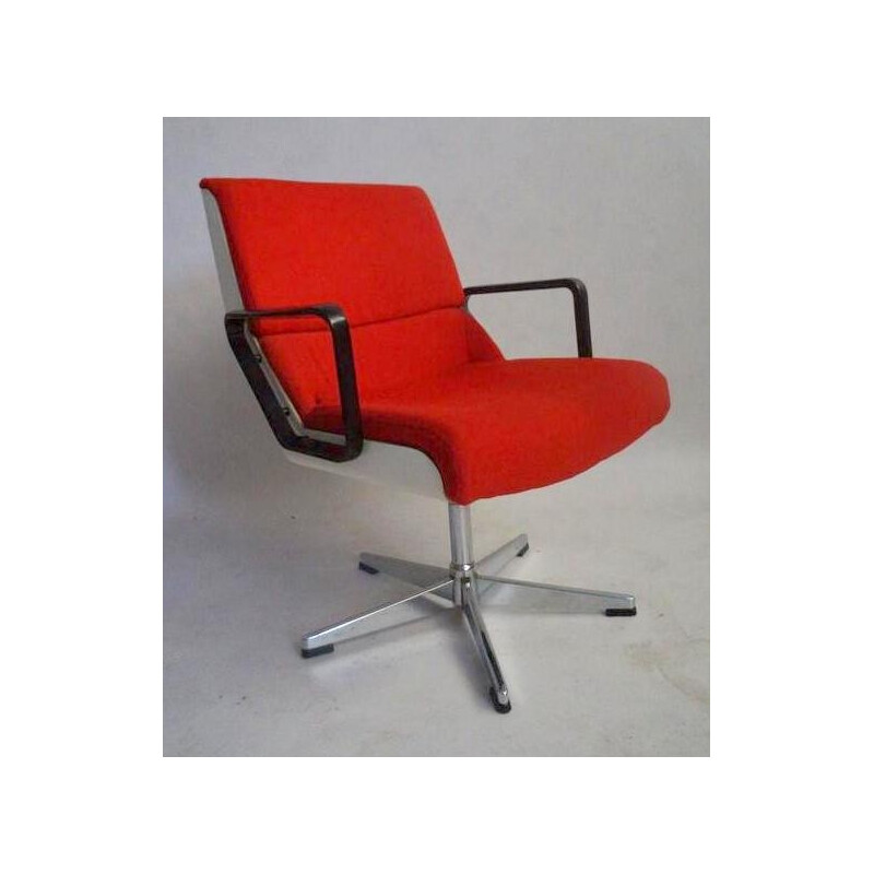 Swivel red and white desk armchair - 1970s