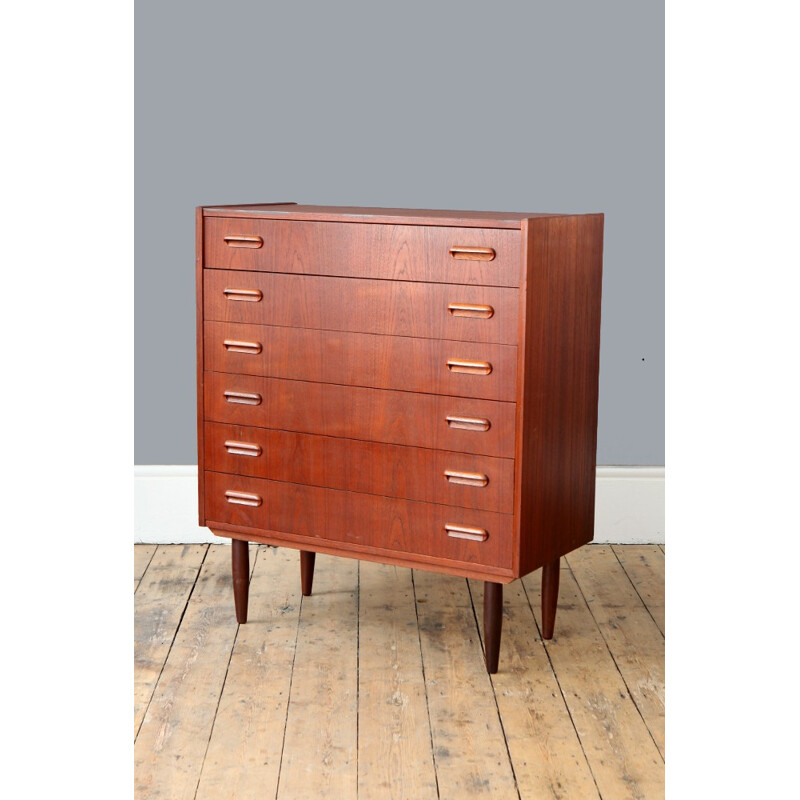 Danish Teak Chest of Drawers with curved handles - 1960s